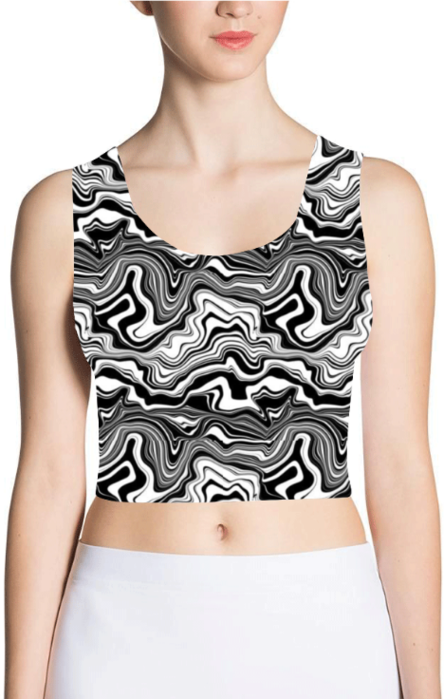 Women's AOP Crop Tank – Black & White Pattern | Bold & Minimalist Fashion