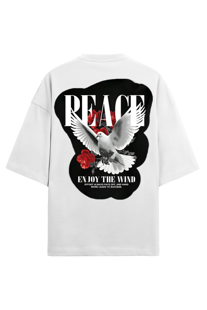 Unisex Terry Oversized Tee – Peace Bird "Enjoy the Wind" | Relaxed Streetwear