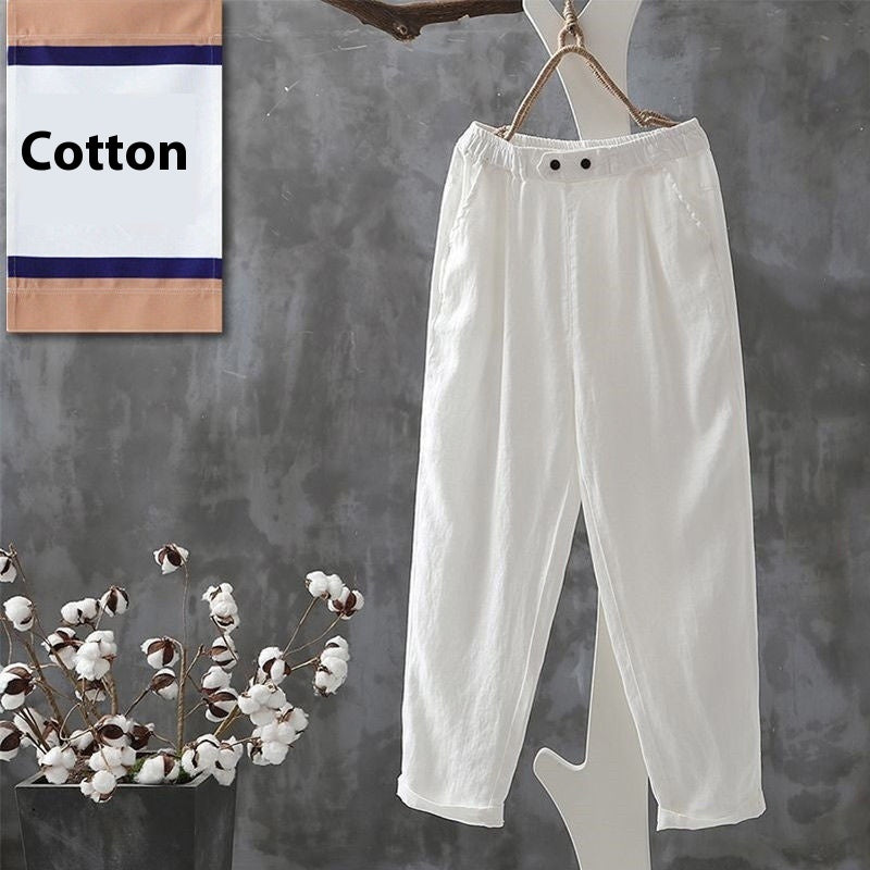 Cotton Harem Pants Loose Casual Pants Plus Size SlimmingCotton Linen Versatile Cropped Tappered Pants