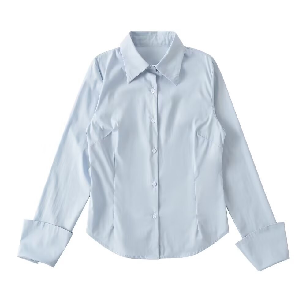 Women's French Preppy Style Solid Color Casual Long Sleeves Shirt