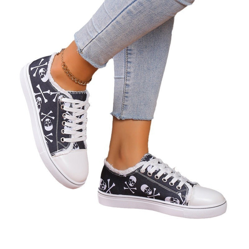 Versatile Flat Bottomed Student Lace Up Canvas Shoes