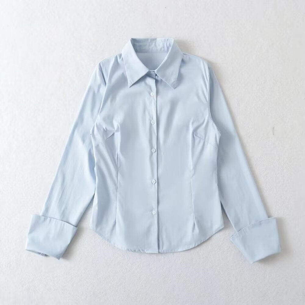 Women's French Preppy Style Solid Color Casual Long Sleeves Shirt