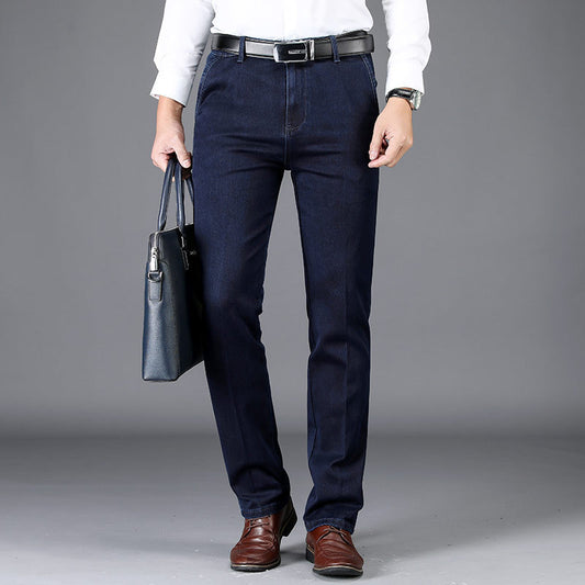 Stretch Casual Men's Trousers Straight High Waist Jeans