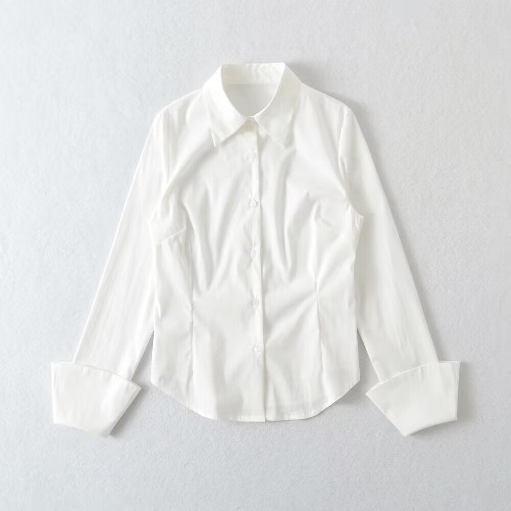 Women's French Preppy Style Solid Color Casual Long Sleeves Shirt