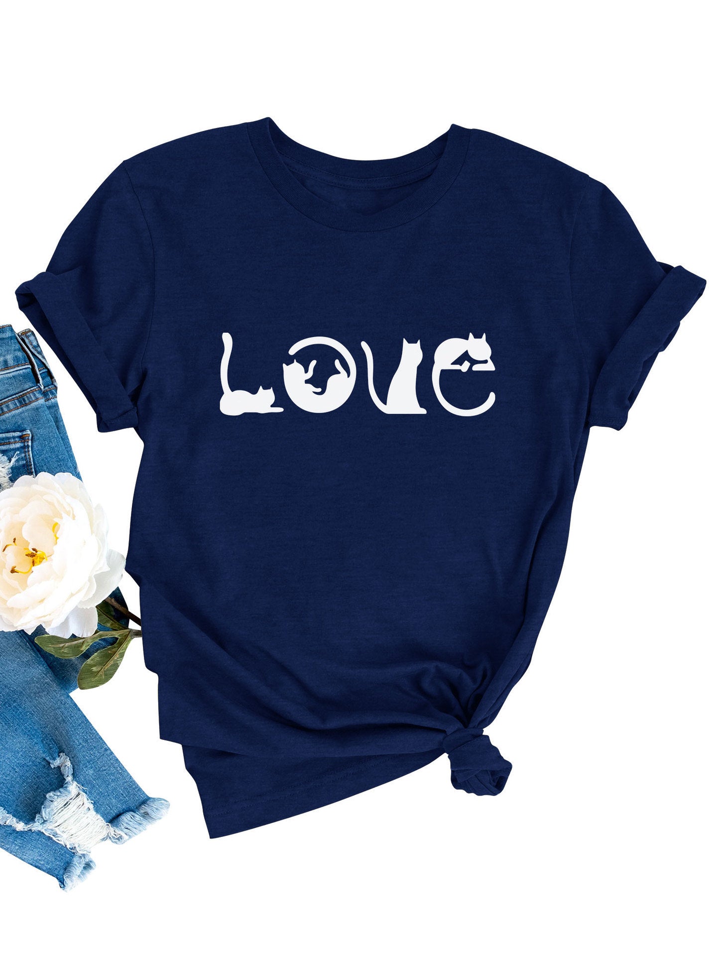 Amazon Valentine's Day LOVE Printed Women's Pullover T-shirt