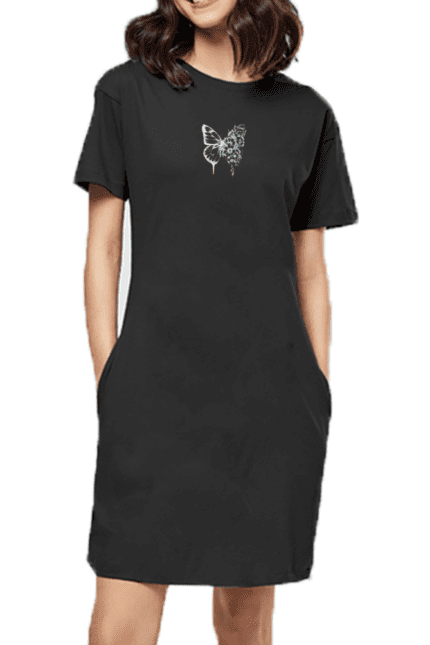 Female T-Shirt Dress Glow In Dark Butterfly Design