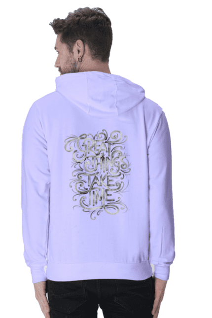 Unisex Hooded SweatShirt “Great Things Take Time” – Glow In Dark