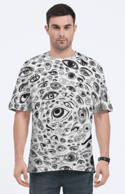 Unisex AOP Oversized T-Shirt with Eyes Print | Bold & Trendy All-Over Print Streetwear