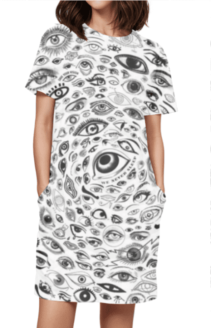 Female AOP T-Shirt Dress with Eye Print | Bold & Stylish All-Over Print Dress