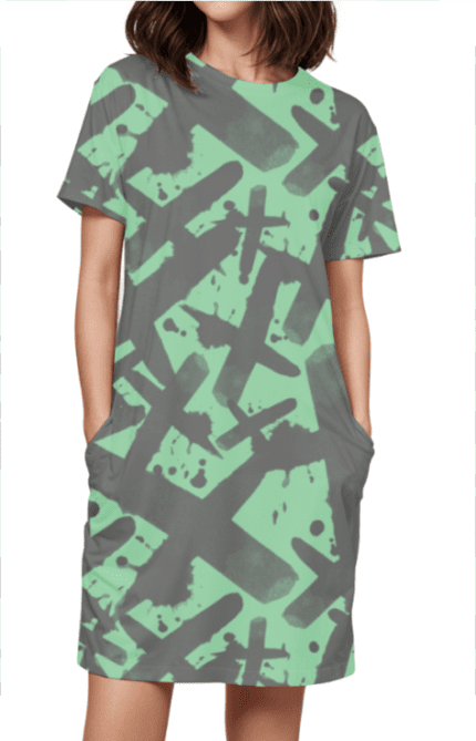 Female AOP T-Shirt Dress with Matrix Art Design | Futuristic & Stylish All-Over Print Dress