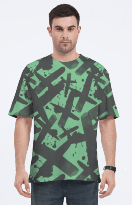 Unisex AOP Oversized T-Shirt with Matrix Art Design | Futuristic & Stylish All-Over Print Streetwear