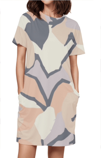 Female AOP T-Shirt Dress with Stone Design | Chic & Unique All-Over Print Dress