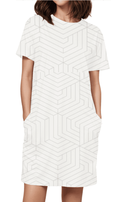 Female AOP T-Shirt Dress with Geometric Design Print | Stylish & Modern All-Over Print Dress