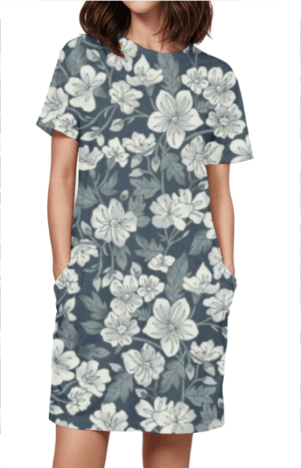 Female AOP T-Shirt Dress with Flower Print | Elegant & Floral All-Over Print Dress