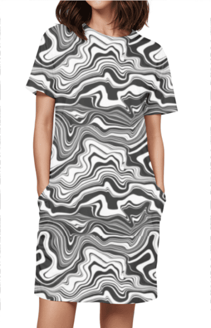 Female AOP T-Shirt Dress with Sand Sky Flow Art Print | Elegant & Artistic All-Over Print Dress