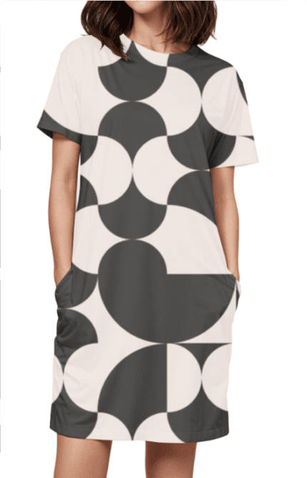 Female AOP T-Shirt Dress with Modern Art Print | Stylish & Contemporary All-Over Print Dress