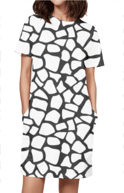 Female AOP T-Shirt Dress with Web Type Design | Trendy & Artistic All-Over Print Dress