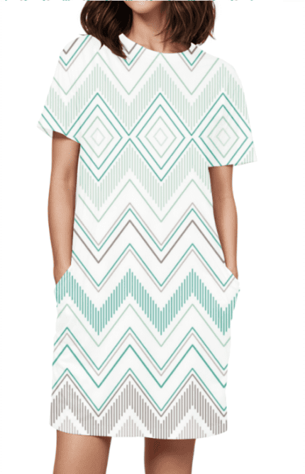 Female AOP T-Shirt Dress with Geometric Line Design Print | Modern & Artistic All-Over Print Dress