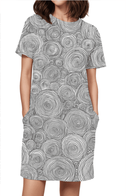 Female AOP T-Shirt Dress with The Circle Graphic Art Design Print | Modern & Stylish Wear