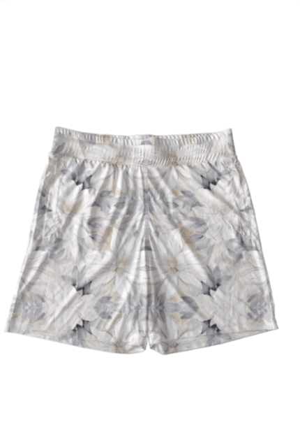 Unisex AOP Shorts with White Flower Design Print | Elegant & Comfortable All-Over Print Shorts