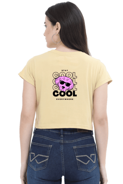 Female Crop Top with Stay Cool Design Print | Trendy & Stylish Crop Top