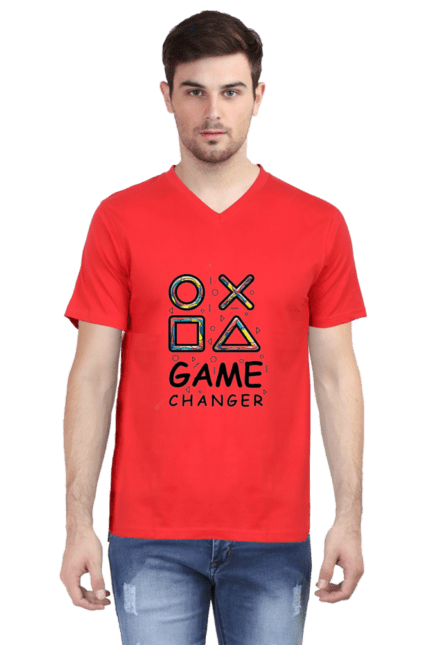 Game Changer Men’s V-Neck Half Sleeve T-Shirt