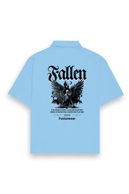 Unisex Oversized Shirt with Fallen Angel in Skeleton Aura Design Print | Fusionwear