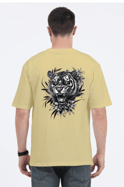 Unisex Oversized Standard T-Shirt with The Tiger Roaring Puff Print Design | Fusionwear