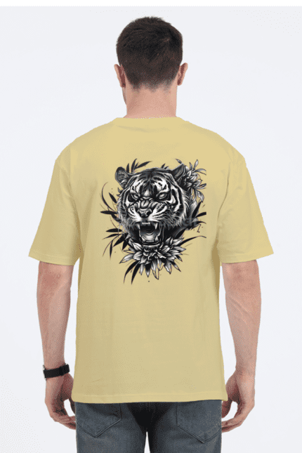 Unisex Oversized Standard T-Shirt with The Tiger Roaring Design Print | Fusionwear