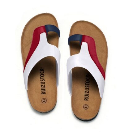 Summer Men’s Cork Flip Flops Color Matching Beach Shoes