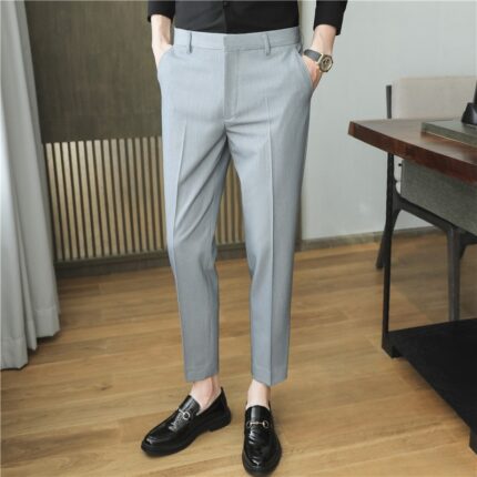 Men’s Springsummer Draping Solid Color Casual Suit Pants Stretch Comfortable Suit Pants Trousers