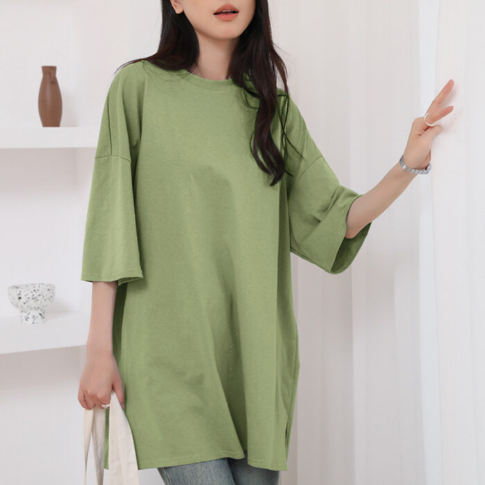 12703963 967d 427b 9b68 6576b7a351db November 21st, 2024 https://fusionwear.net Summer Pure Cotton T-shirt Side Slit Casual