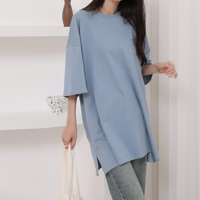 226e746e 7248 4321 88d2 58f4ab90f7f8 November 21st, 2024 https://fusionwear.net Summer Pure Cotton T-shirt Side Slit Casual