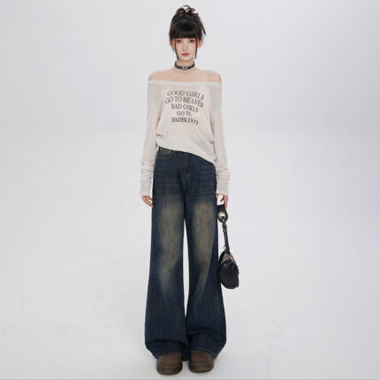 Retro Loose Micro-flared Jeans For Women