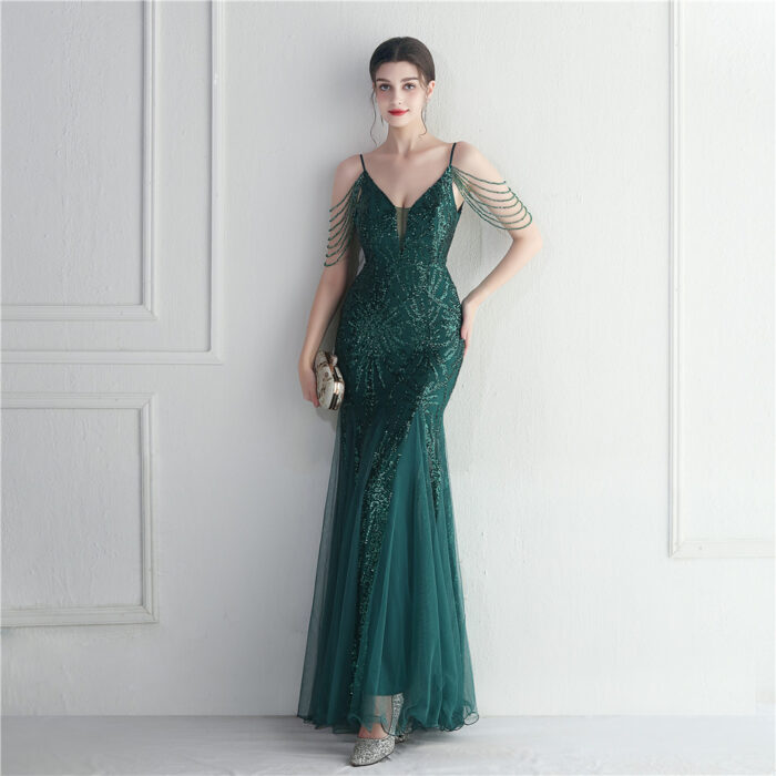 3ff08751 1c33 4416 a67a 502627282d9b November 21st, 2024 https://fusionwear.net Mesh Beaded Bridal Wedding Dinner Long Camisole Evening Gown