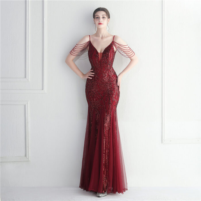 69150c98 6f36 478d 8bcf da99a595d7ea November 21st, 2024 https://fusionwear.net Mesh Beaded Bridal Wedding Dinner Long Camisole Evening Gown