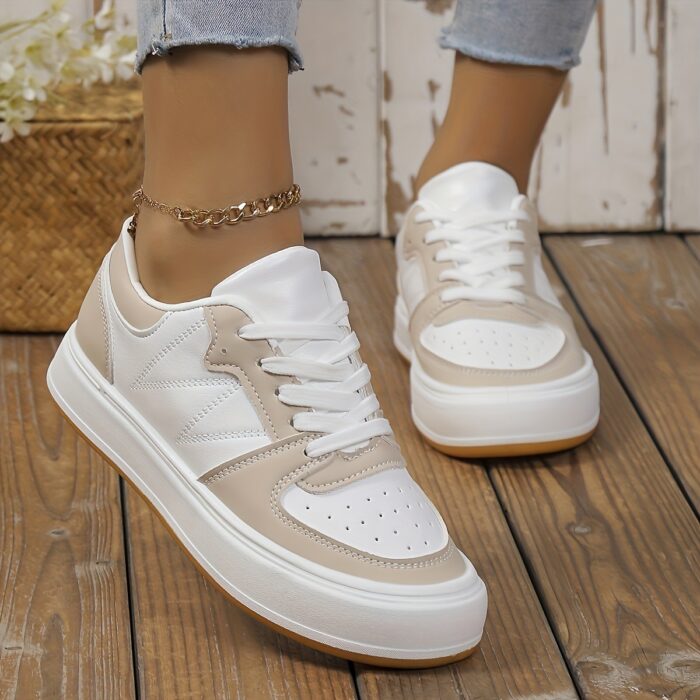 Women’s Fashion Round Toe Color-blocking Casual Shoes