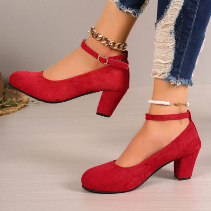 Oversized Shoes Women’s High Heels Round Toe Suede