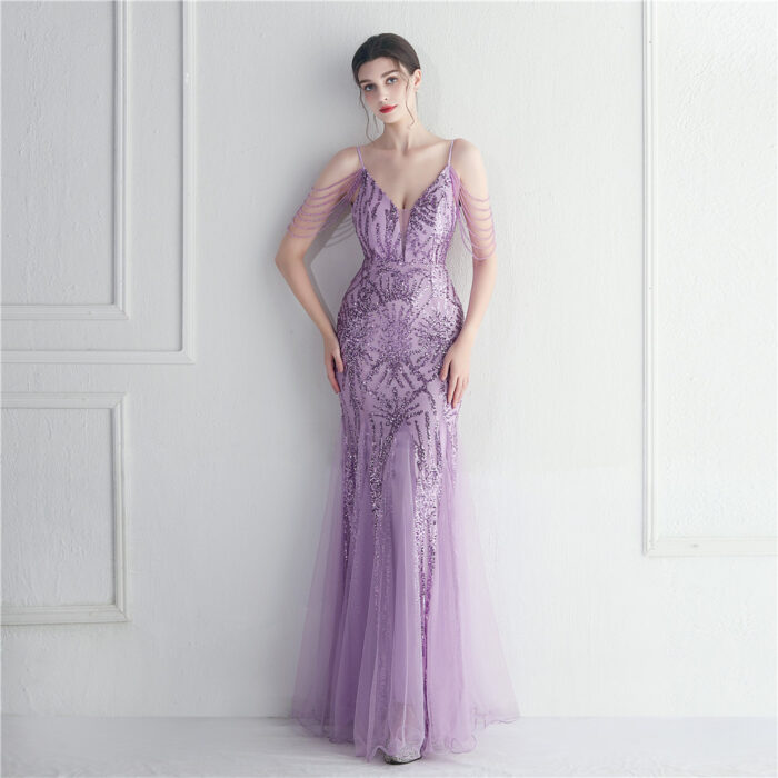 f33c7a0f 7cc6 4051 a499 c4aa28a6ee3b November 21st, 2024 https://fusionwear.net Mesh Beaded Bridal Wedding Dinner Long Camisole Evening Gown